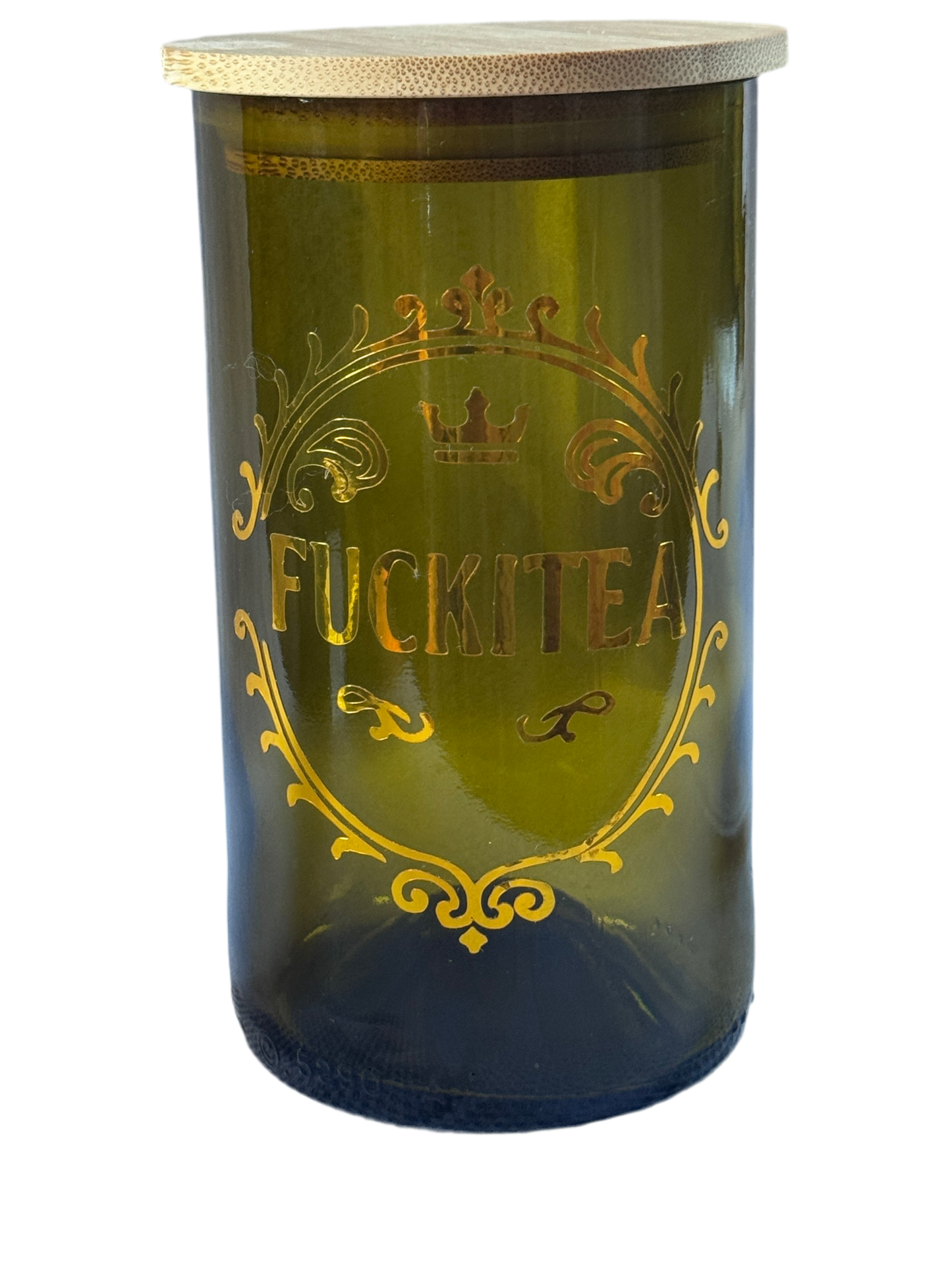 Repurposed Wine Bottle Storage Jars - set of 3 - Fuckitea, Fuckoffee & Sugar Tits