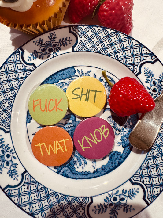 Sweary Badge & Magnet Duo Set – Wear It, Stick It, Shock Everyone